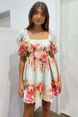 Zimmermann Mae Cut Out Mini Dress Print Size 6 for rent on The Volte - image 3