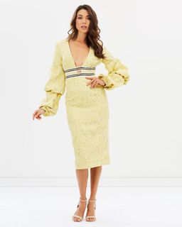 Asilio The Other Woman Midi Dress Yellow Size 10 for rent on The Volte - image 1