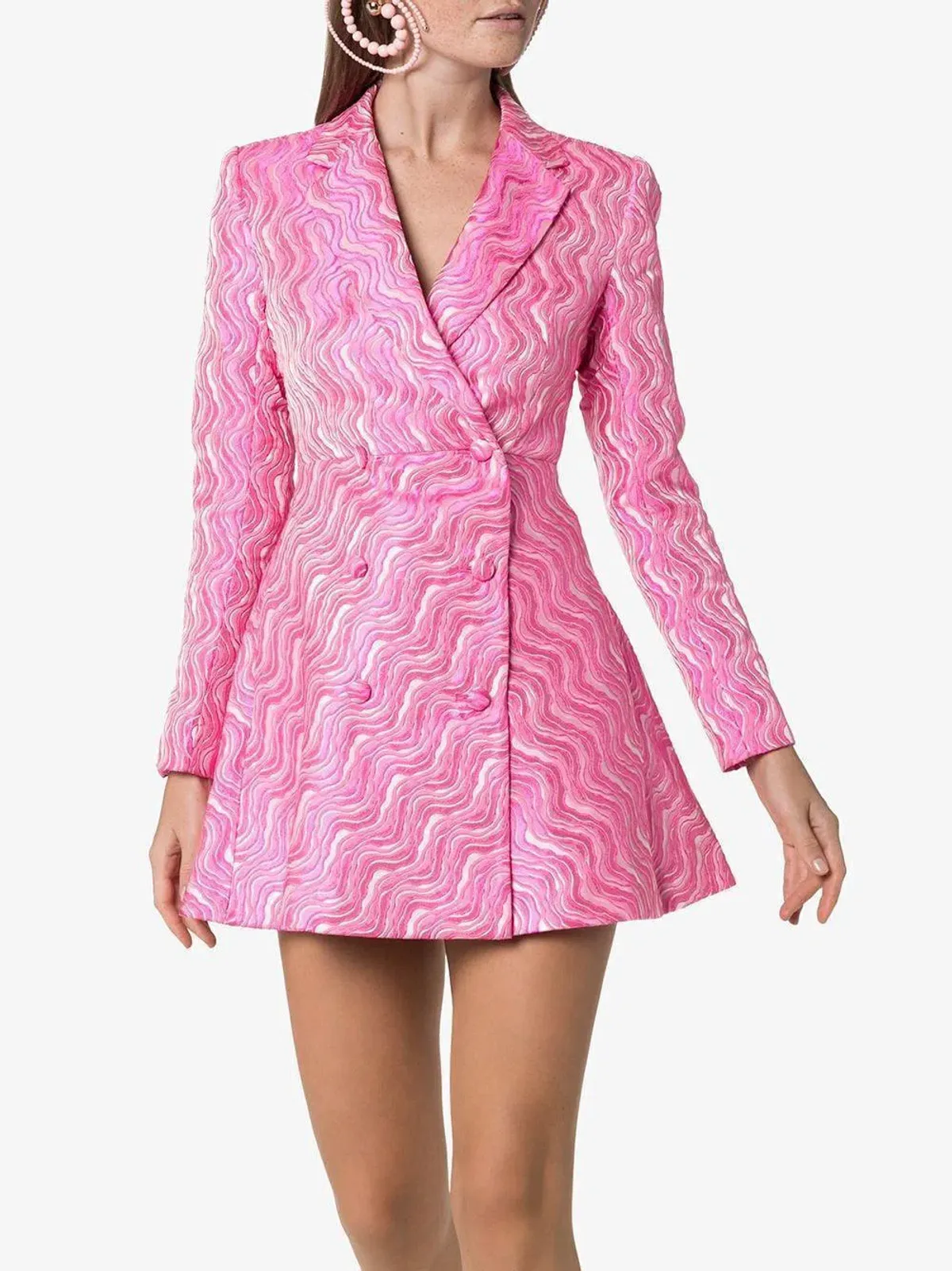 Rotate Birger Wave Jacquard Blazer Dress pink size 12 - Image 2