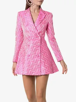 Rotate Birger Wave Jacquard Blazer Dress pink size 12 for rent on The Volte - image 2