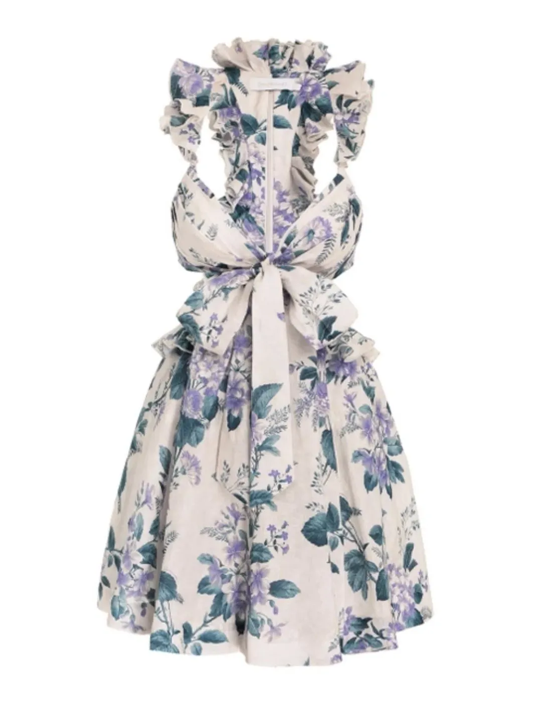 Zimmermann Cassia Ruffle Mini Dress Floral Size 10 for rent on The Volte - main image