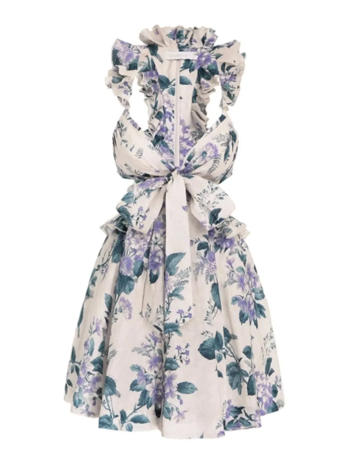 Zimmermann Cassia Ruffle Mini Dress Floral Size 10 - Image 4