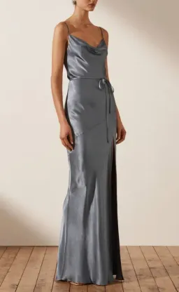LA LUNE BIAS COWL MAXI DRESS - BLUE SMOKE for rent on The Volte - image 1