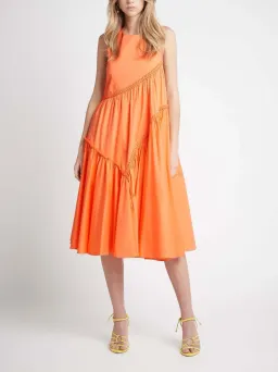 Aje Casabianca Braided Sleeveless Midi Dress Orange Size 8 for rent on The Volte - image 1