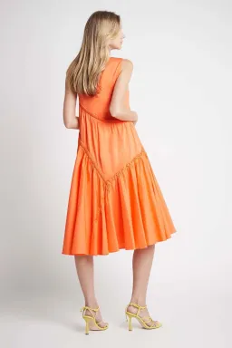 Aje Casabianca Braided Sleeveless Midi Dress Orange Size 8 for rent on The Volte - image 3