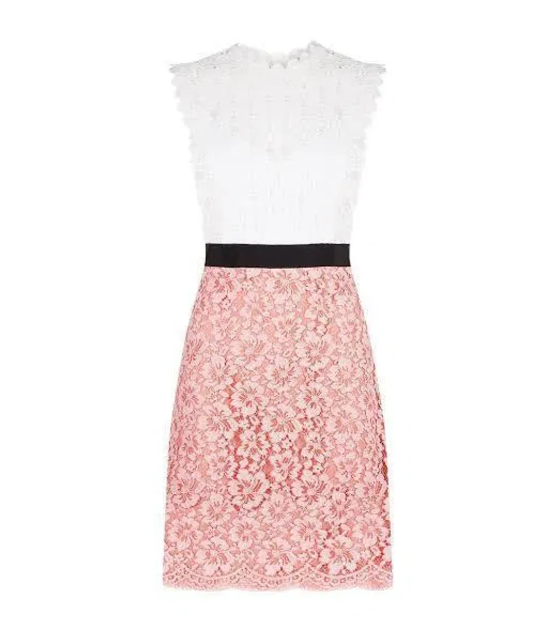 Sandro Gab Lace Mini Dress Pink Size 8 for rent on The Volte - main image