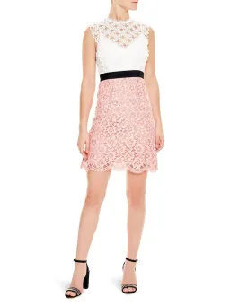 Sandro Gab Lace Mini Dress Pink Size 8 for rent on The Volte - image 1