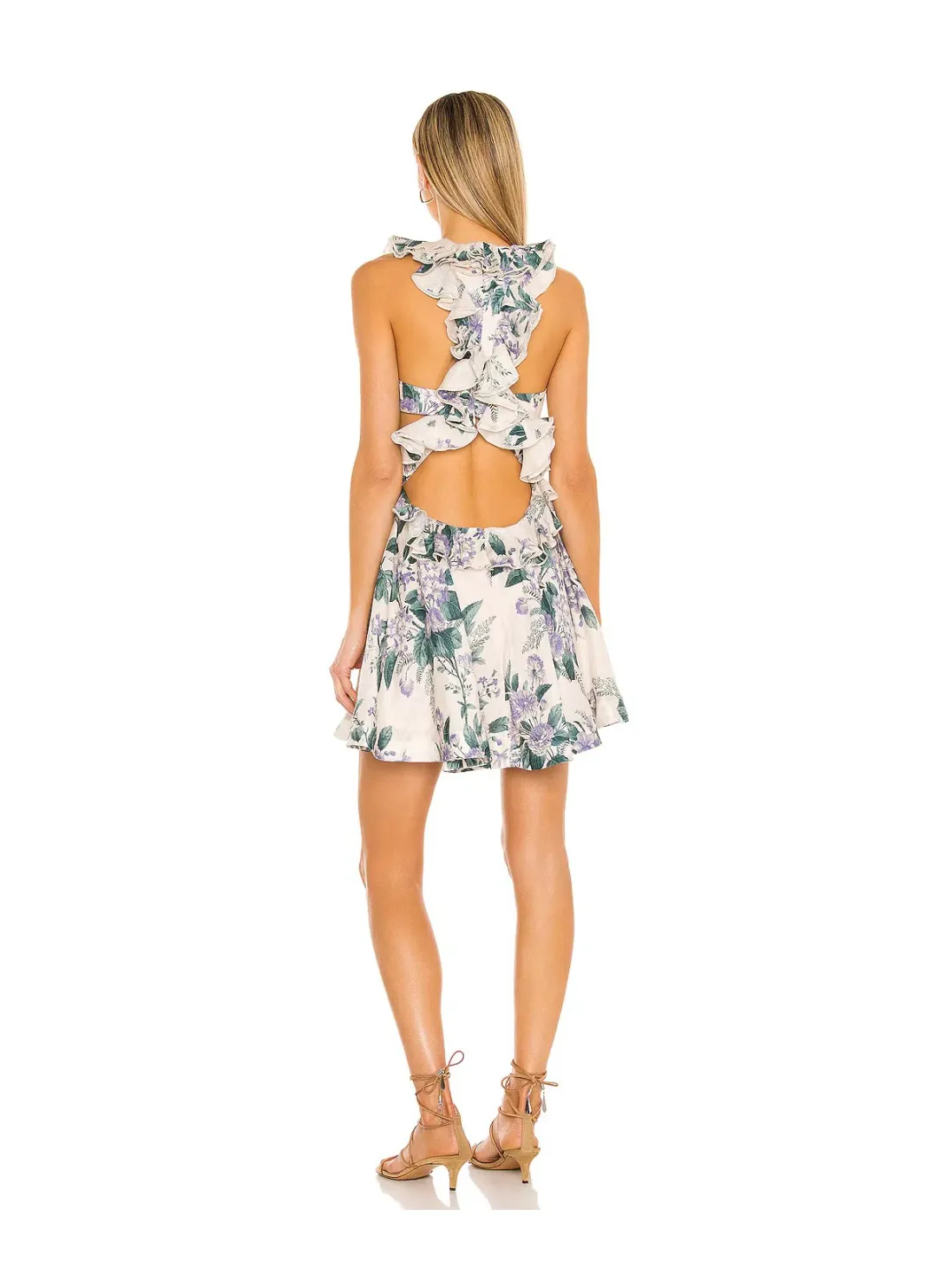 Zimmermann Cassia Ruffle Mini Dress Floral Size 1 / Au 10 for rent on The Volte - main image