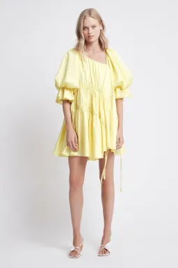 Aje Hushed Asymmetric Mini Dress Yellow Size 6 for rent on The Volte - image 1