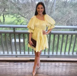 Aje Hushed Asymmetric Mini Dress Yellow Size 6 for rent on The Volte - image 5