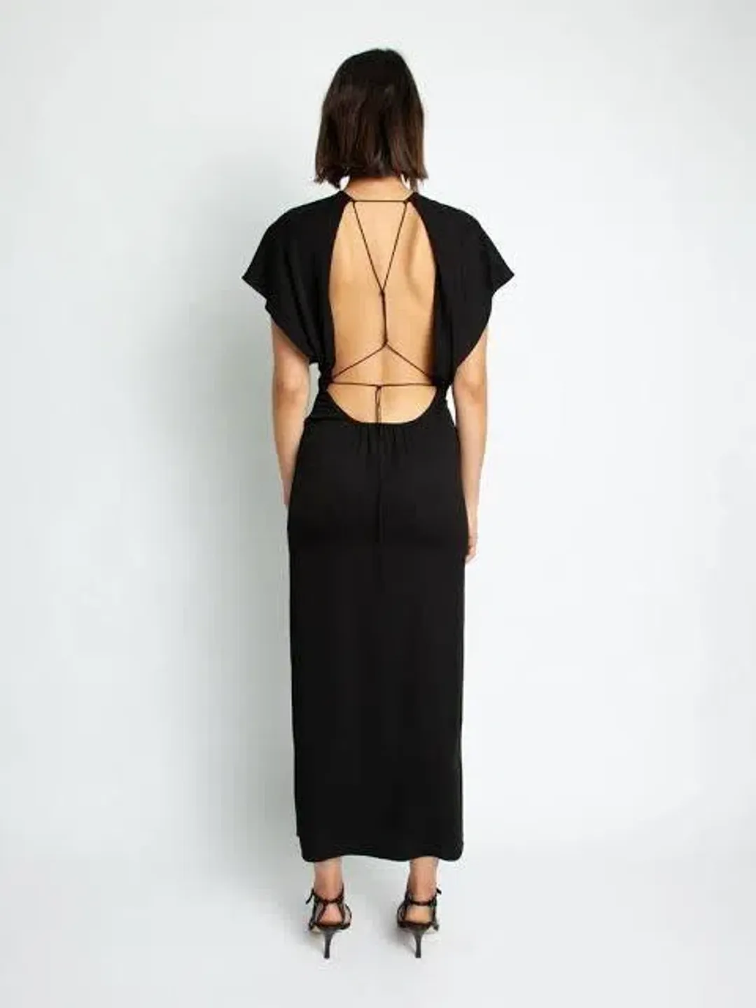 Christopher Esber Knot Back Aulenti Tee Dress Black Size 6 for rent on The Volte - main image