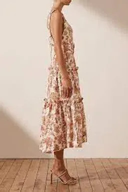 Shona Joy Carolina Linen Tiered Midi Floral Dress Print Size 10 for rent on The Volte - image 4