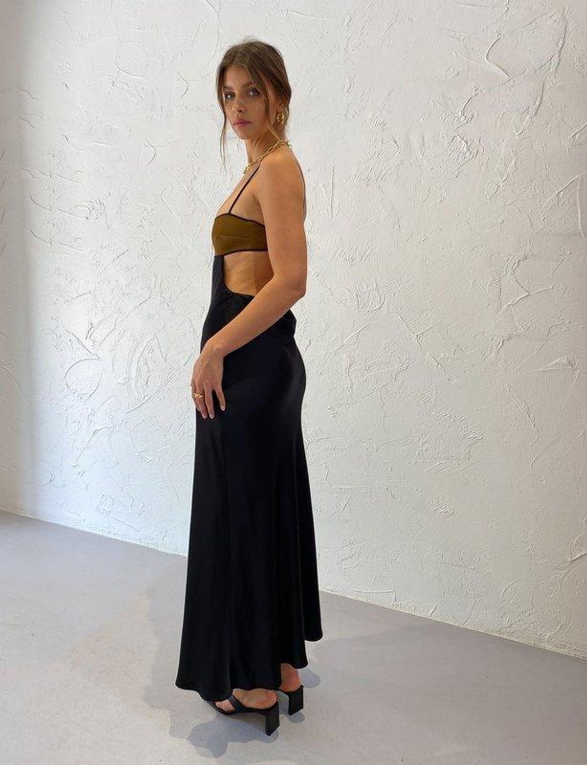 Bec & Bridge Agatha Cut Out Midi Dress Black/Copper Size AU 6 - Image 4