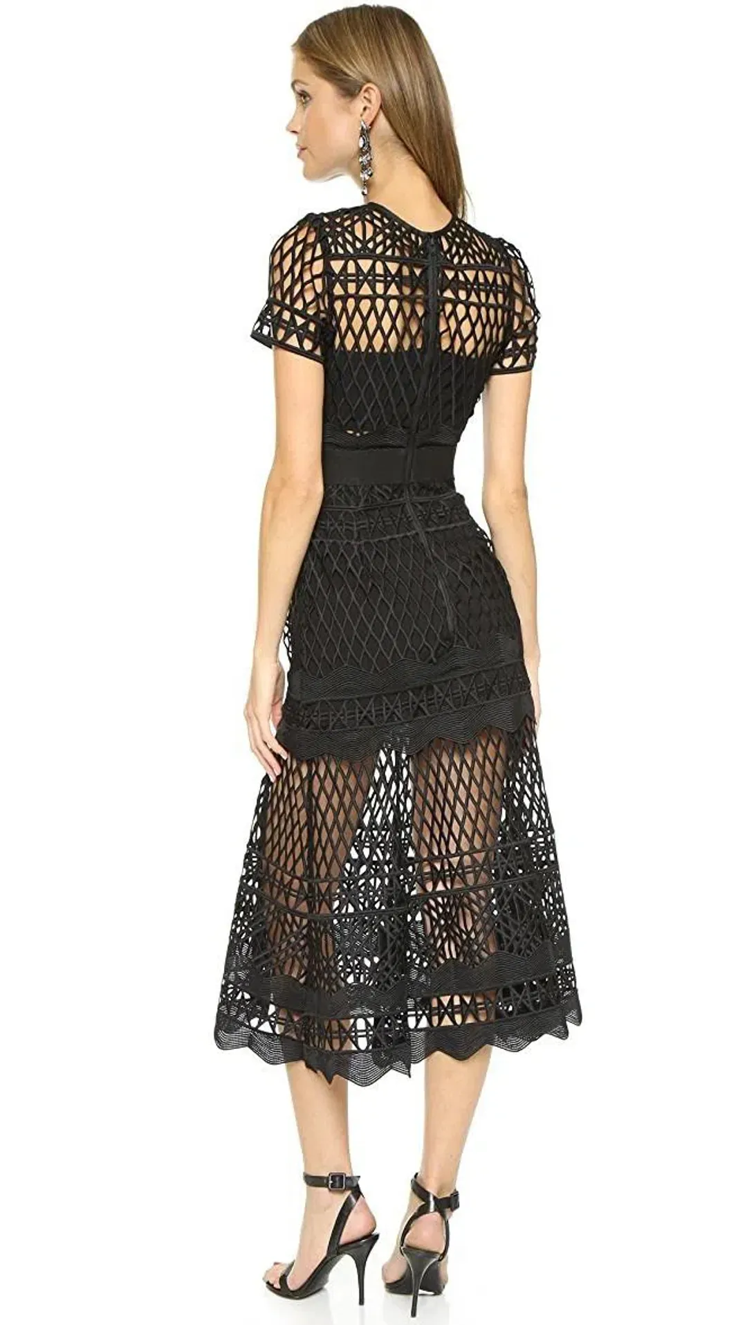 Self Portrait Cutwork Lace Layered Dress Black Size 4 for rent on The Volte - main image