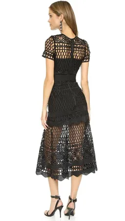 Self Portrait Cutwork Lace Layered Dress Black Size 4 for rent on The Volte - image 2