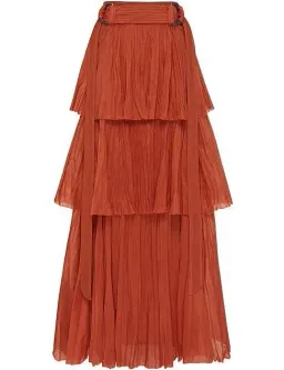Aje Unfold Tiered Maxi Skirt Rust Size 8 for rent on The Volte - image 5