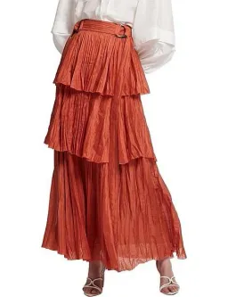 Aje Unfold Tiered Maxi Skirt Rust Size 8 for rent on The Volte - image 1