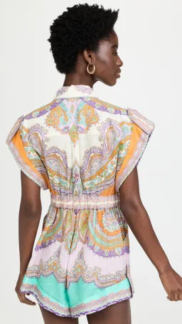 Zimmermann Lola Cuffed Playsuit Daisy Paisley Size 0P/Au 6 for rent on The Volte - image 5