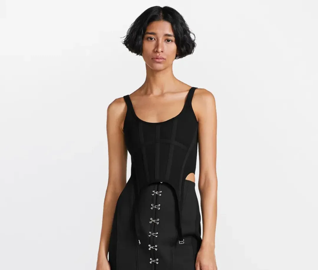Dion Lee Rib Combat Corset Top Black Size 6 for rent on The Volte - main image