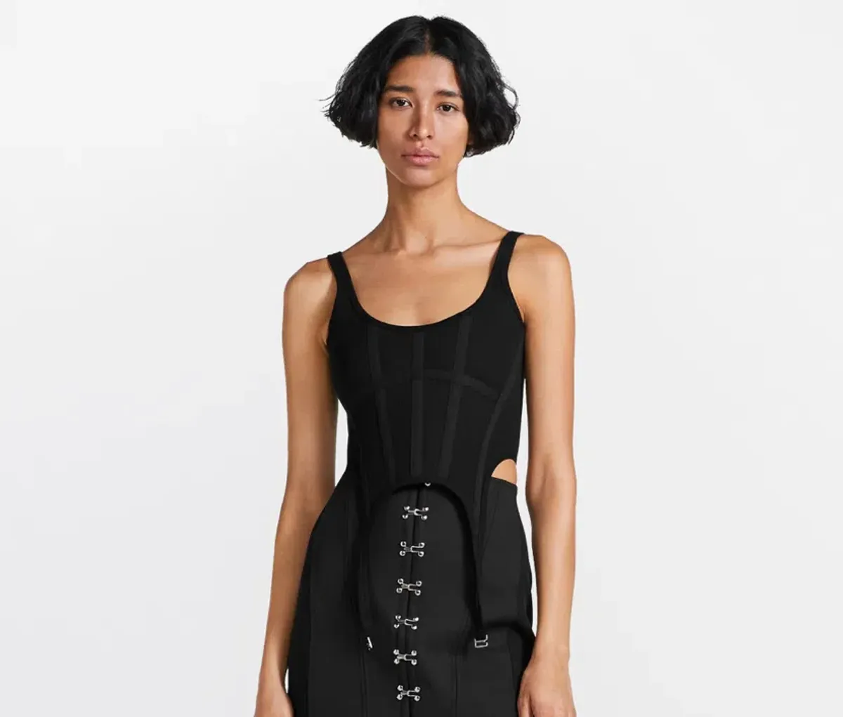 Dion Lee Rib Combat Corset Top Black Size 6 for rent on The Volte - main image