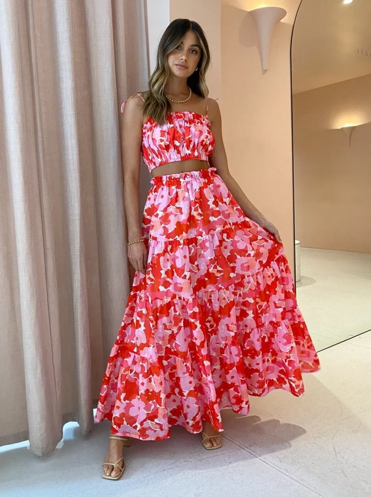 Steele Layla Crop and and Flora Skirt Set Print Size 8 - Image 1