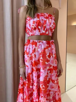 Steele Layla Crop and and Flora Skirt Set Print Size 8 for rent on The Volte - image 3