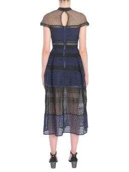 Self Portrait Crosshatch Midi Guipure Lace Dress Navy Size 8 for rent on The Volte - image 2