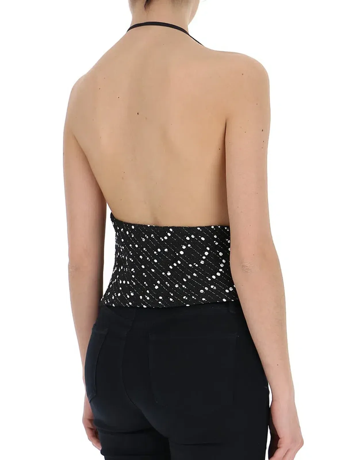 Jacquemus Valoria Fringed Bouclé Halterneck Top Black Size 10 - Image 3