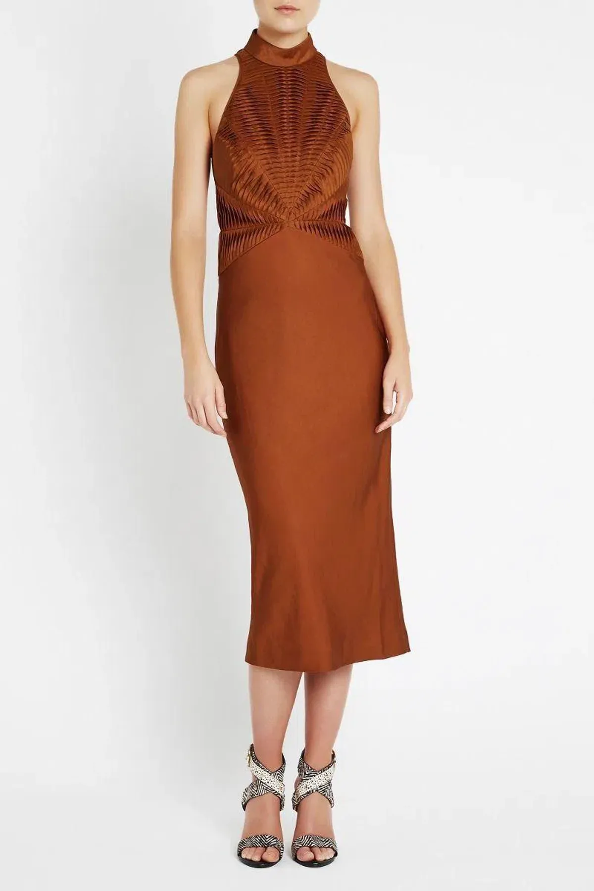 Sass & Bide You Are The One Fitted Midi Dress Bronze Size 10 - Image 2