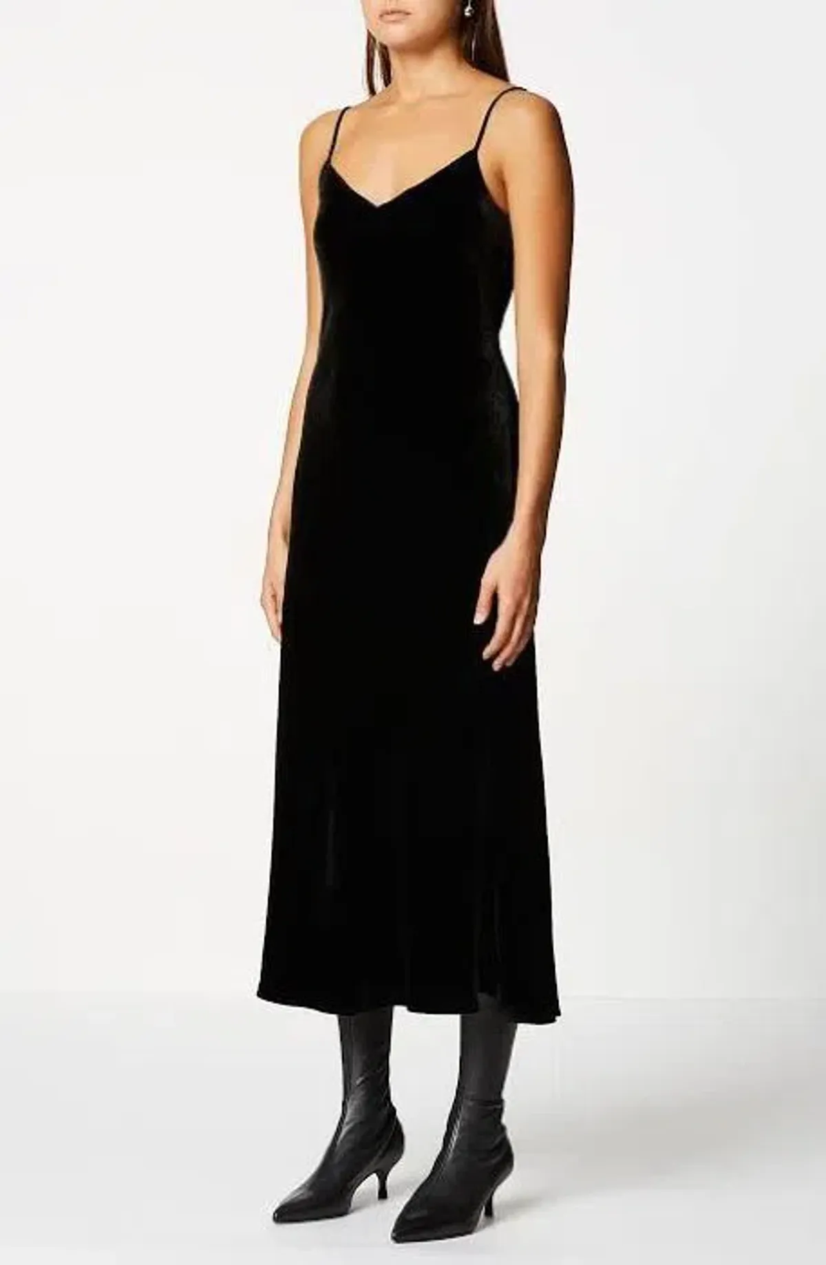 Scanlan Theodore Velvet Bias Slip Dress Black Size 8 - Image 2