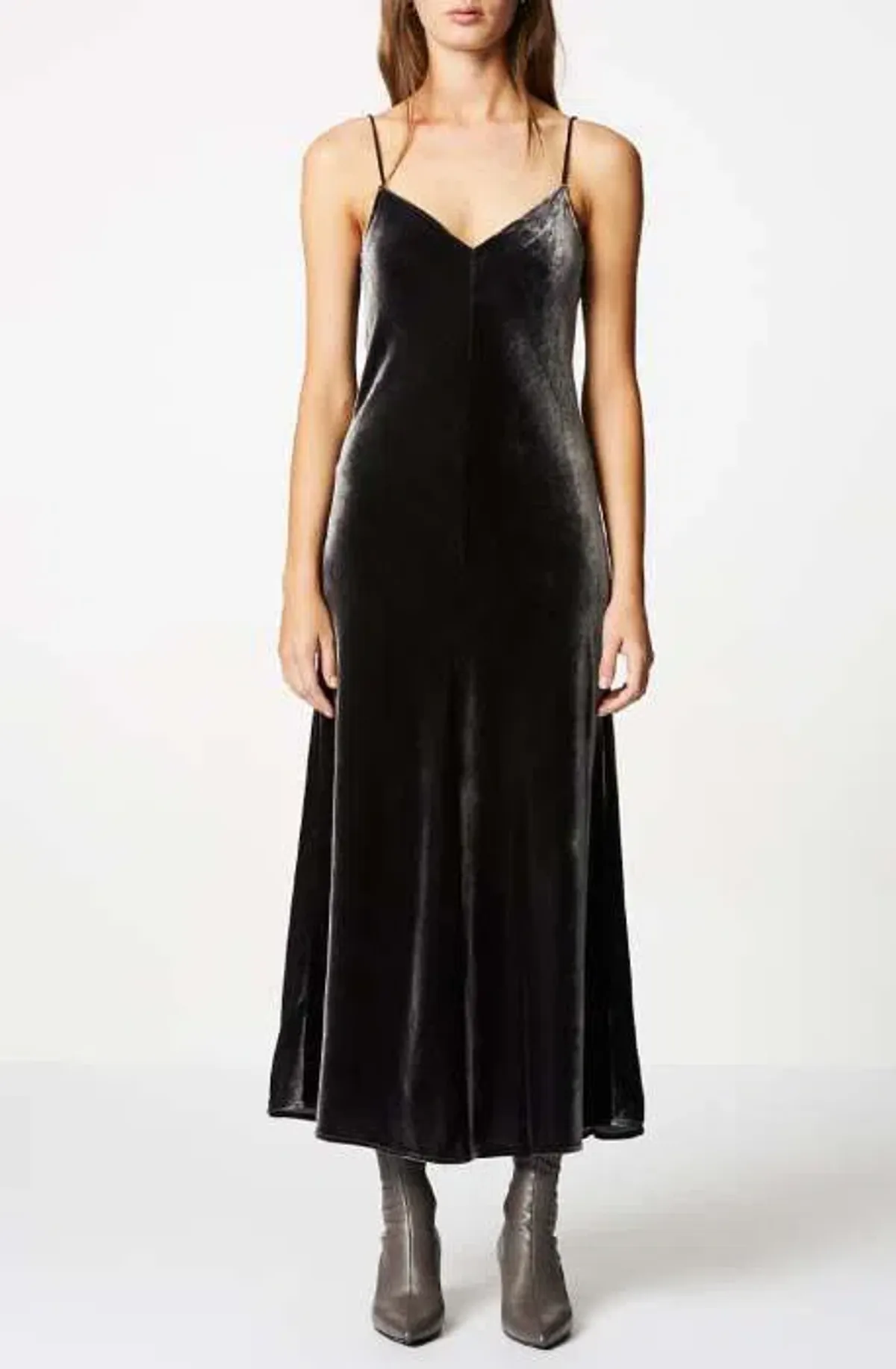 Scanlan Theodore Velvet Bias Slip Dress Black Size 8 - Image 1