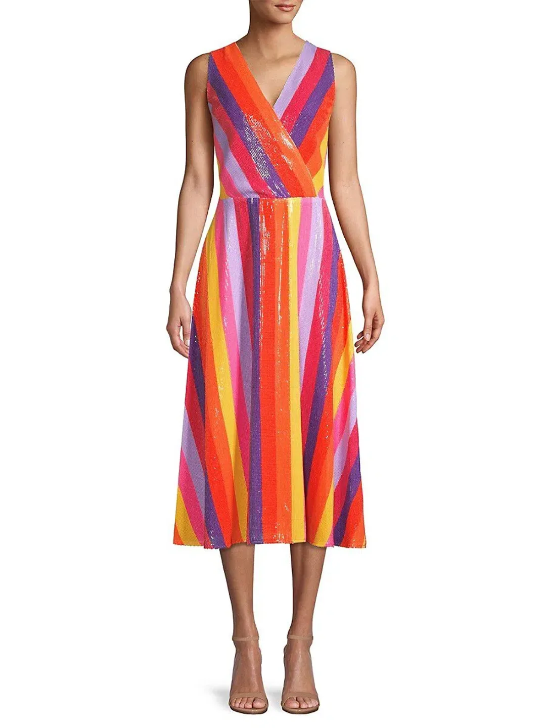 Olivia Rubin Thea Dress Rainbow Stripe Size 10 for rent on The Volte - main image