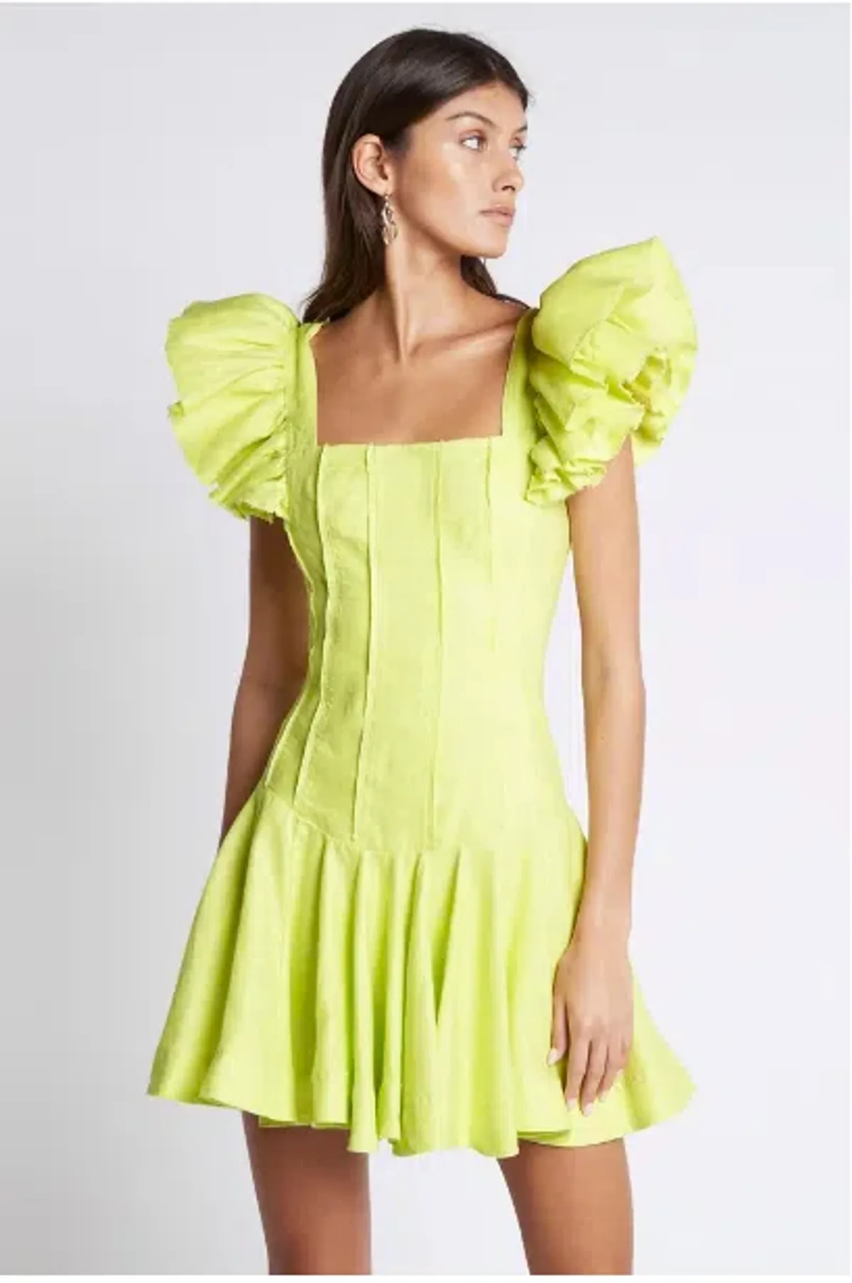Aje Breathless Frill Sleeve Mini Dress Green Size 12 - Image 2