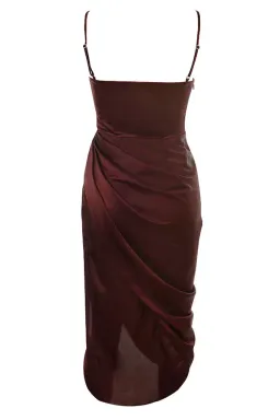 House of CB Reva Satin Balcony Corset Midi Dress Red Size 6 for rent on The Volte - image 7