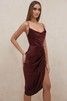 House of CB Reva Satin Balcony Corset Midi Dress Red Size 6 for rent on The Volte - image 2