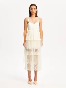 Alice McCall Creme Moonstruck Midi Dress Cream Size 8 for rent on The Volte - image 1
