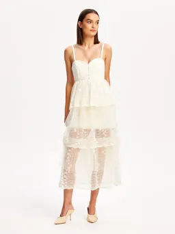Alice McCall Creme Moonstruck Midi Dress Cream Size 8 for rent on The Volte - image 4