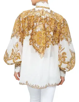 Zimmermann Zippy Billow Blouse Golden Paisley Size 1 / Au 10 for rent on The Volte - image 3