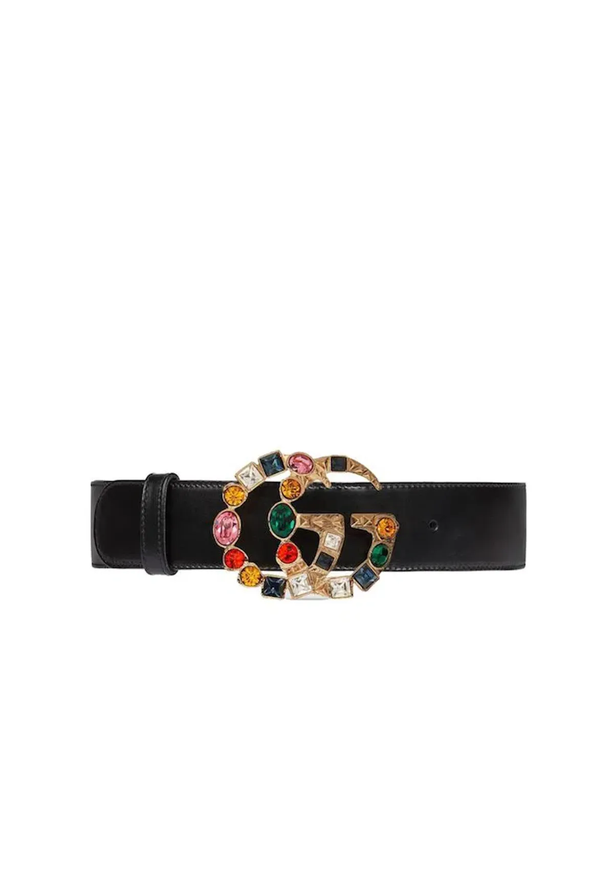 Gucci Leather Belt with Crystal Double G Buckle Multi - Image 1