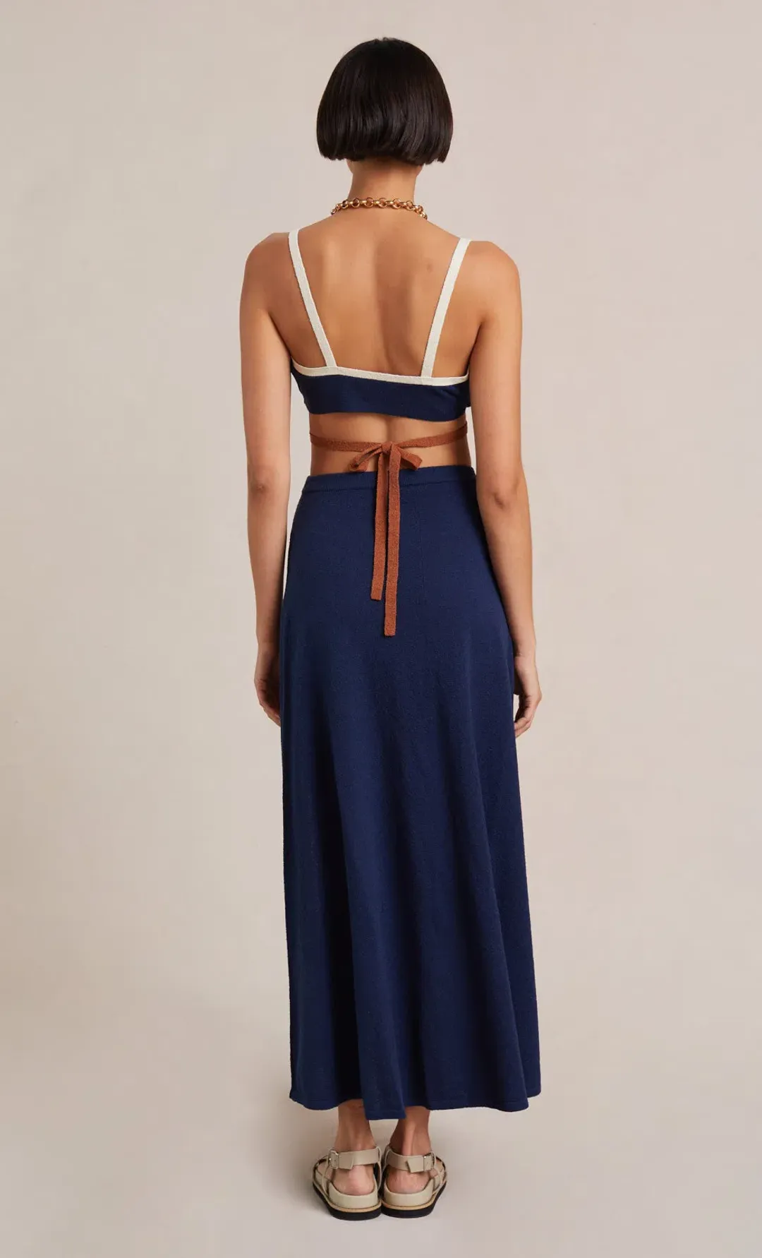 Bec & Bridge Enzo Knit Twist Top and Knit Skirt Set Ink Size 8 for rent on The Volte - main image