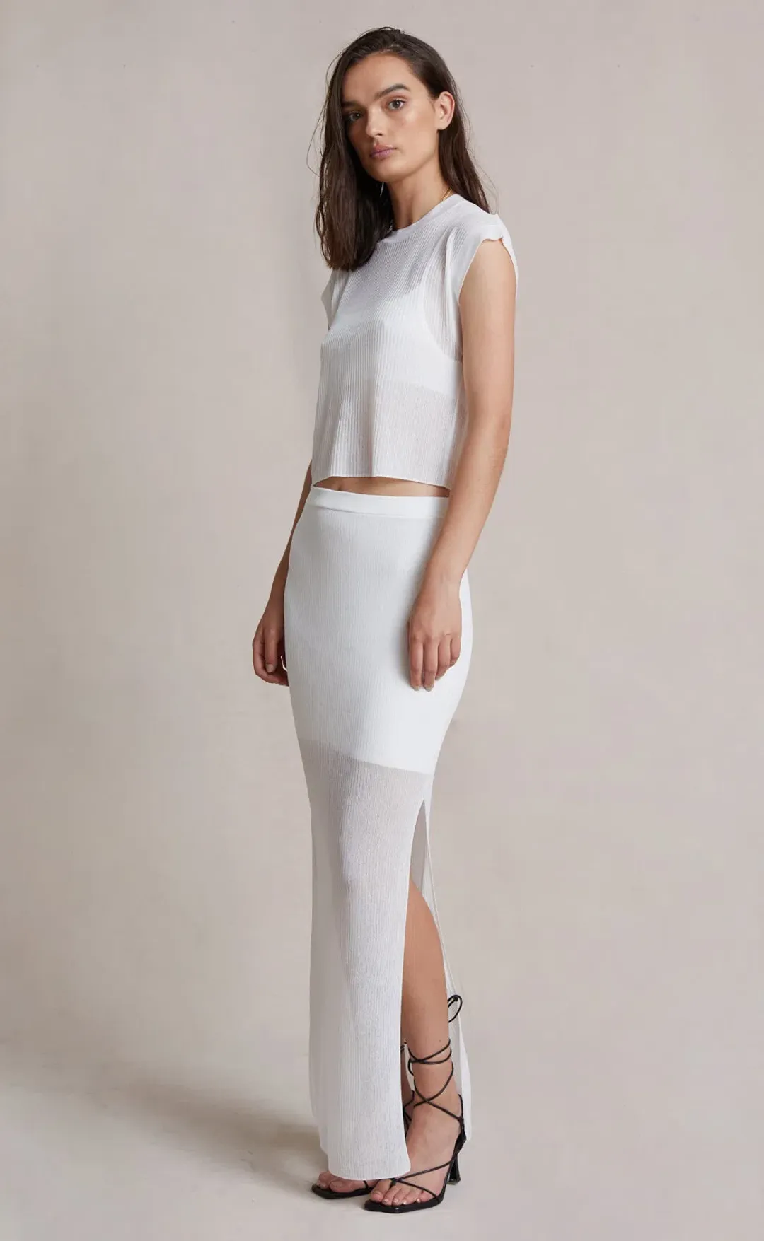 Bec & Bridge Moon Light Knit Tee and Skirt Set White Size 8 for rent on The Volte - main image
