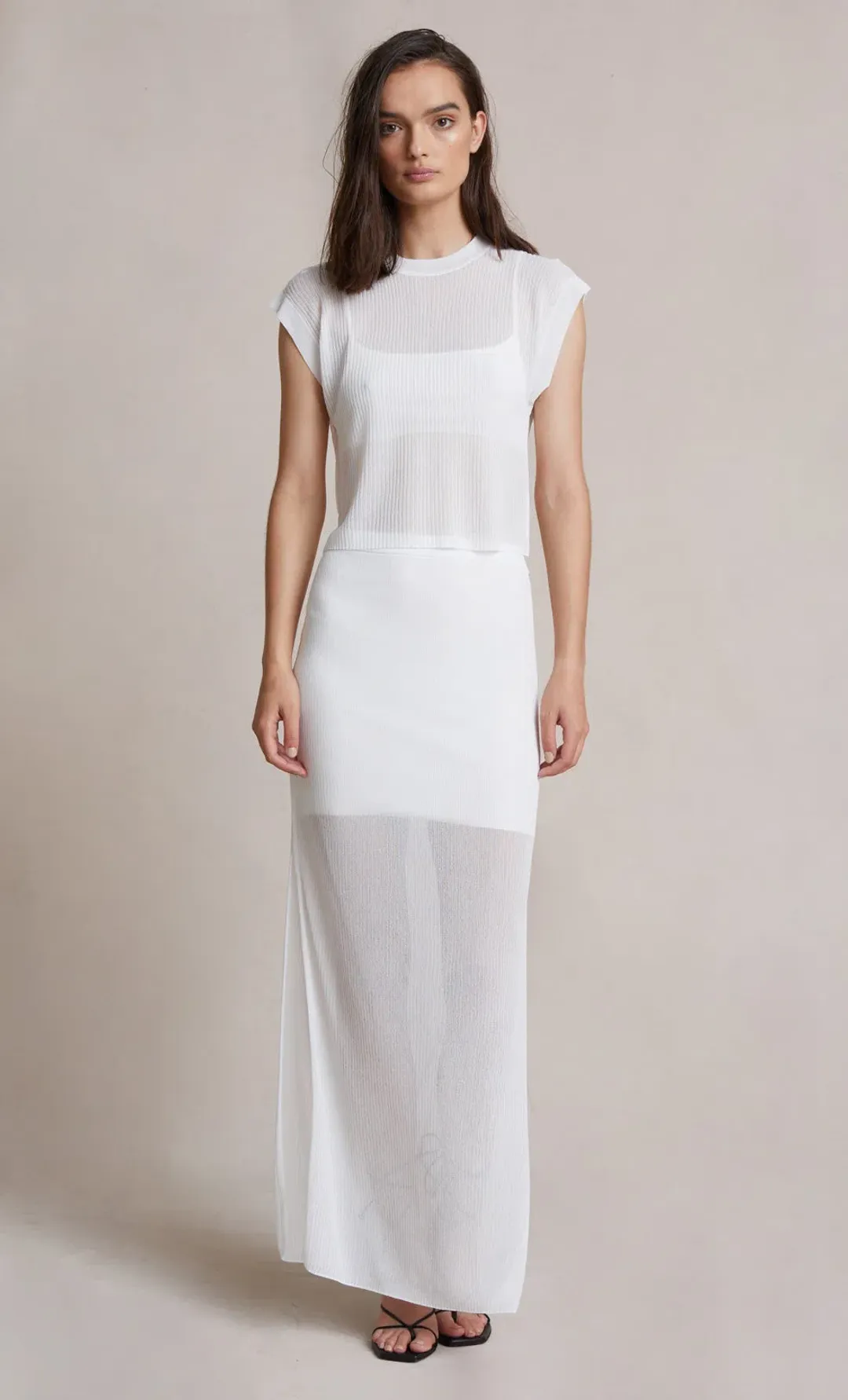 Bec & Bridge Moon Light Knit Tee and Skirt Set White Size 8 for rent on The Volte - main image