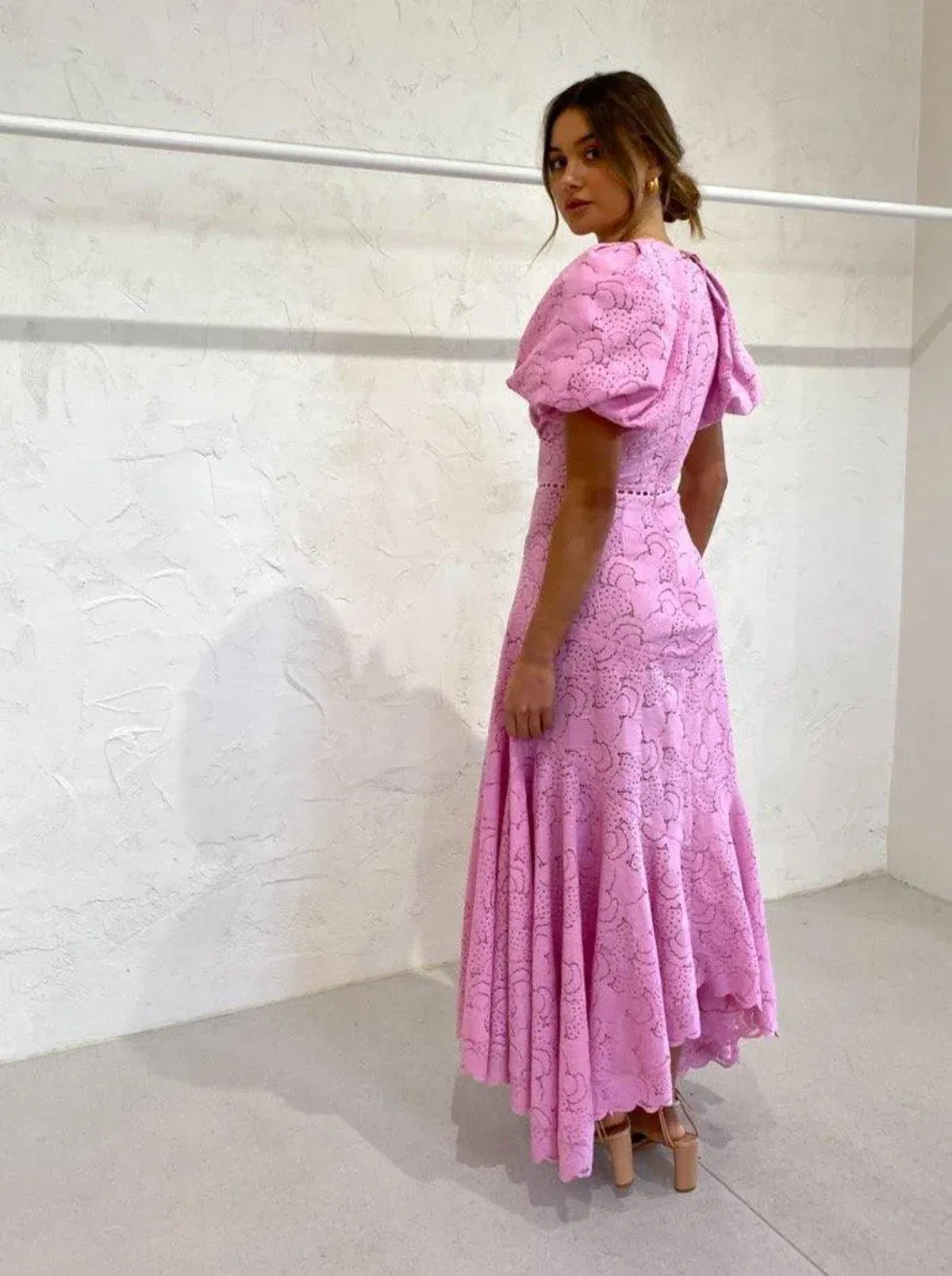 Acler Cookes Dress with Puff Sleeves Pink Size 14 - Image 3