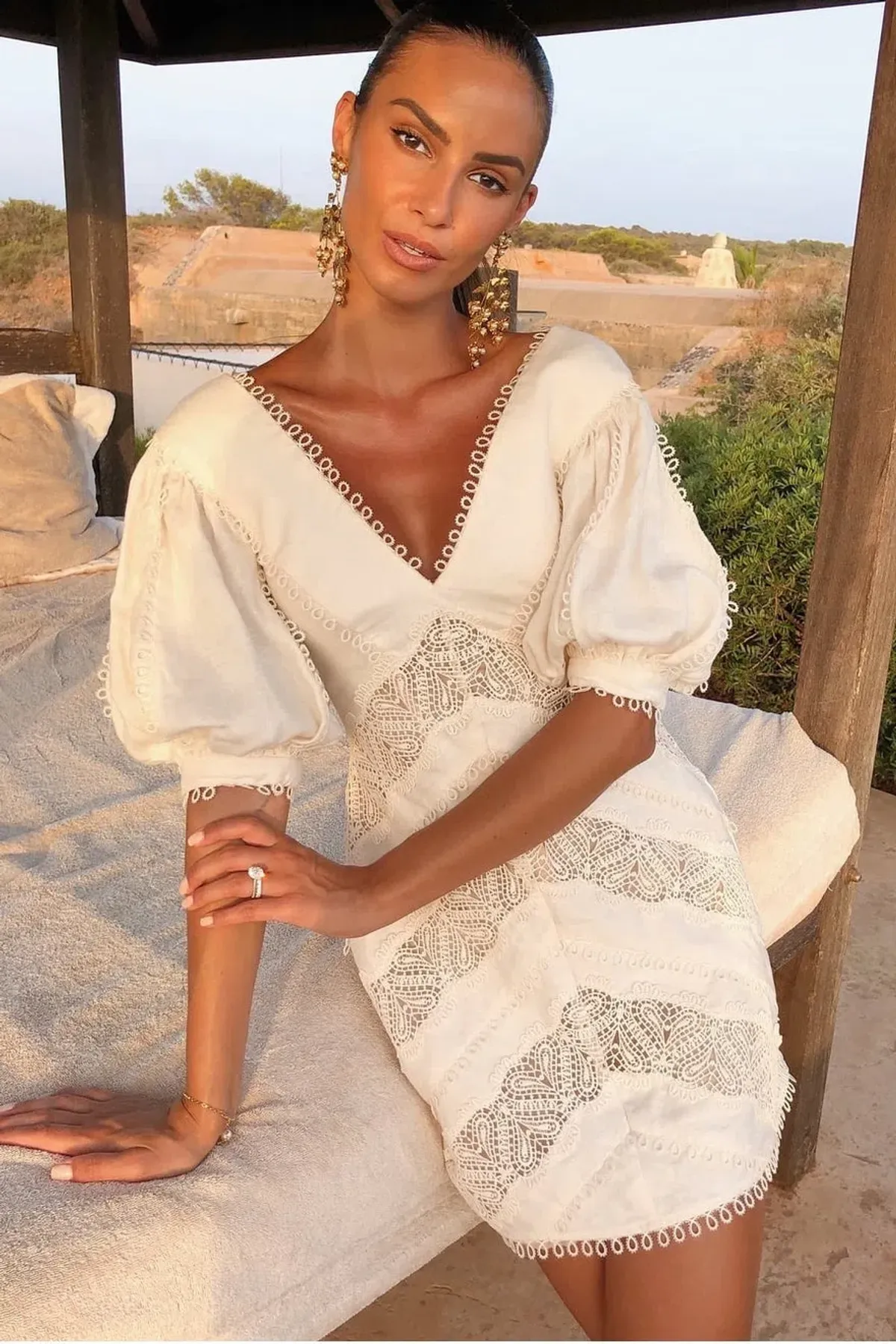 Zimmermann Painted Heart Chevron Mini Dress White Size 2/10 - Image 1