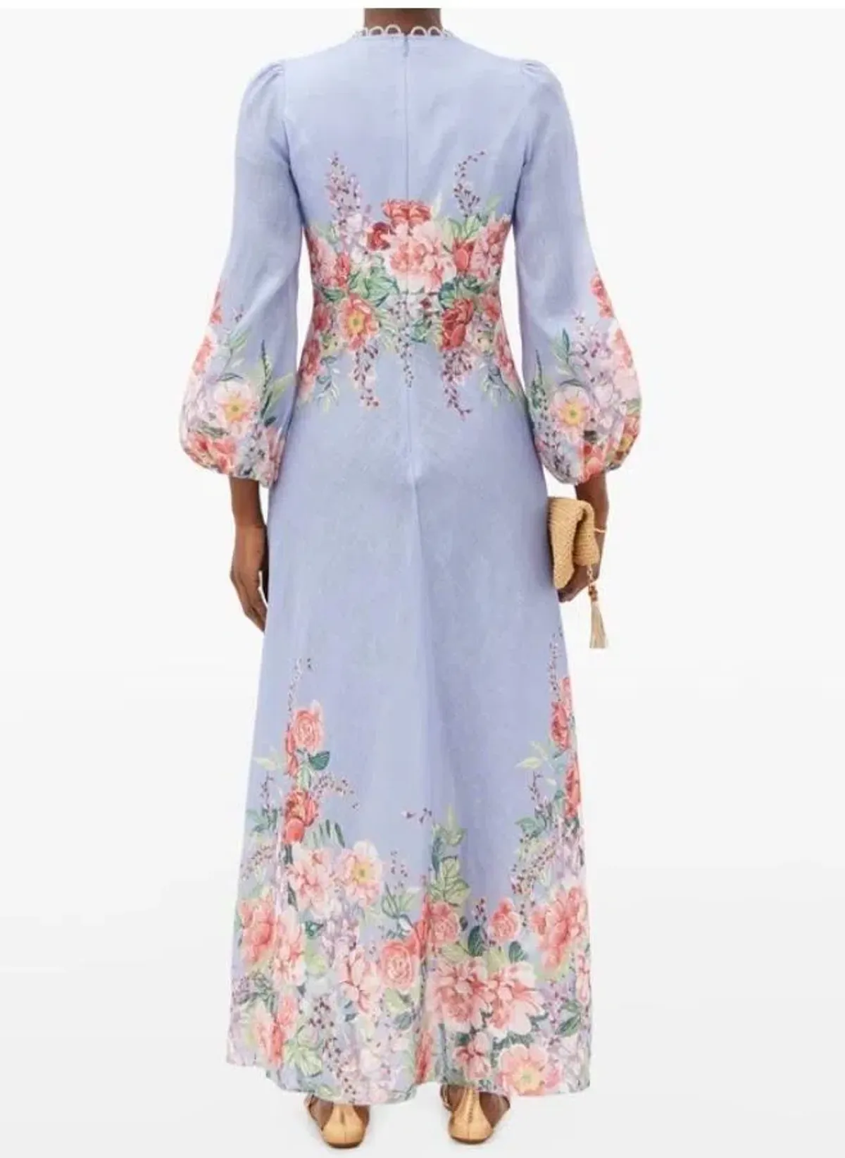 Zimmermann Beltitude Floral Long Dress Cornflower Blue Size 3/Au 14 - Image 3