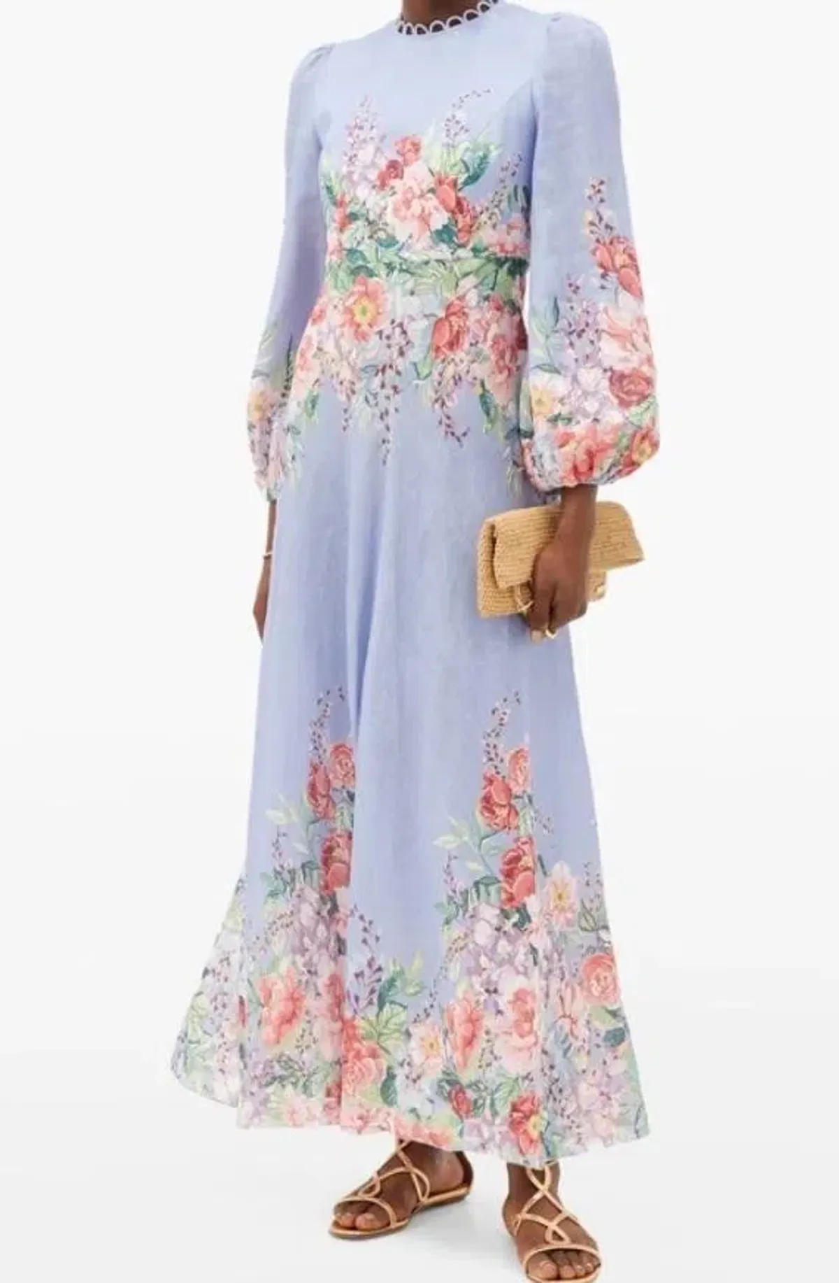 Zimmermann Beltitude Floral Long Dress Cornflower Blue Size 3/Au 14 - Image 1