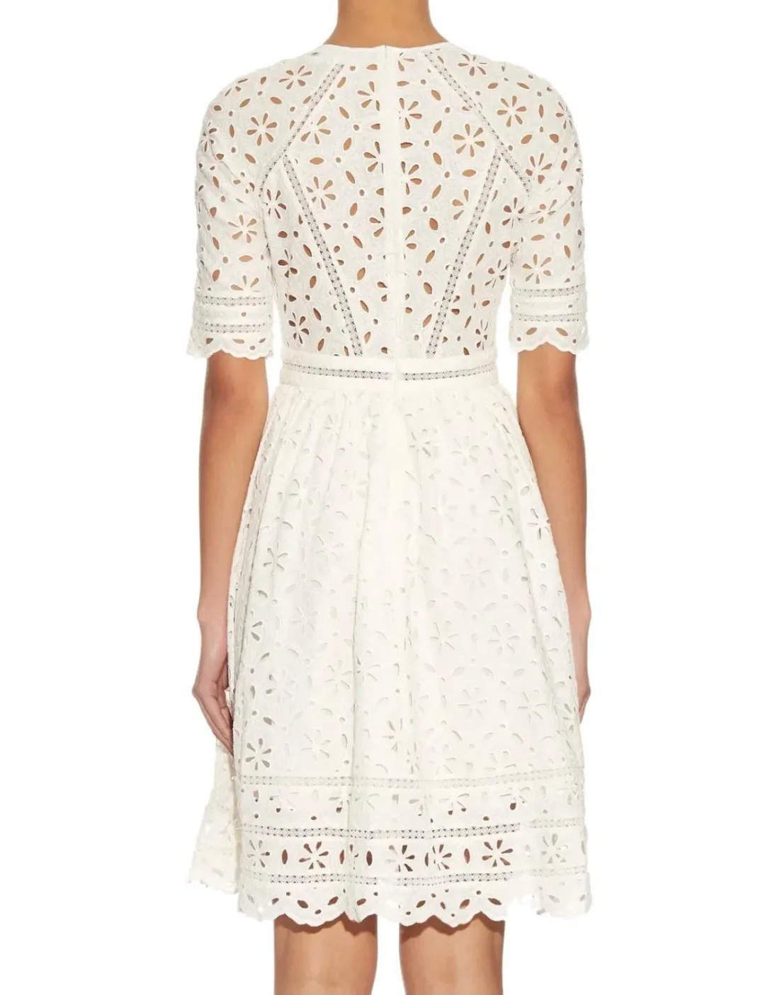 Zimmermann White Rosa Broderie Day Dress White/Ivory Size 12 for rent on The Volte - main image