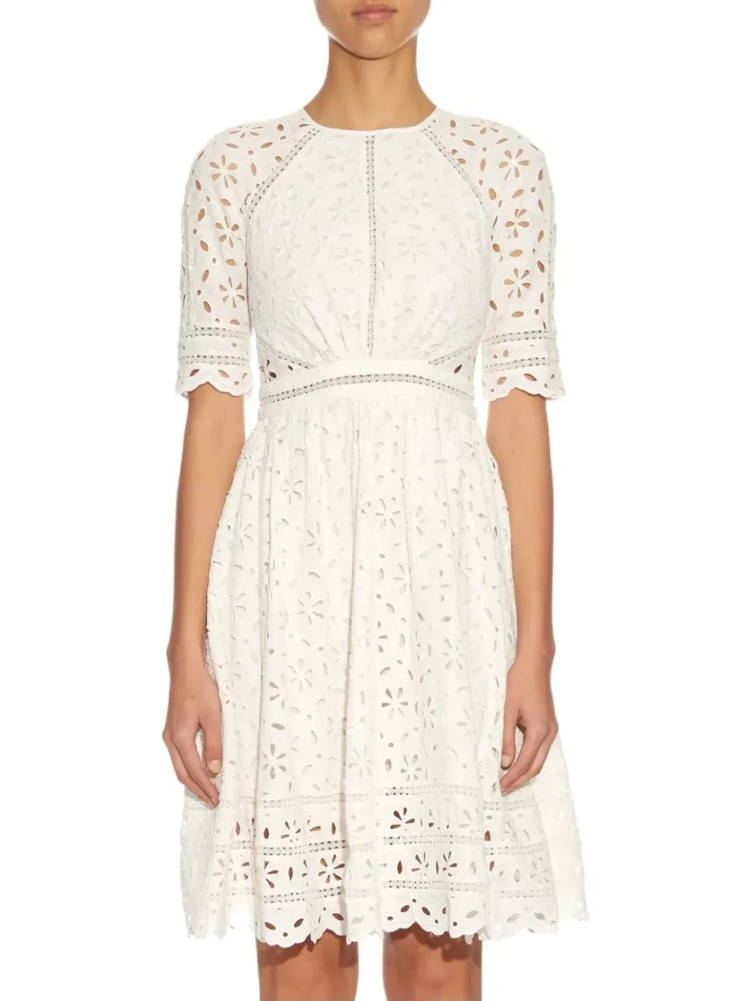 Zimmermann White Rosa Broderie Day Dress White/Ivory Size 12 for rent on The Volte - main image