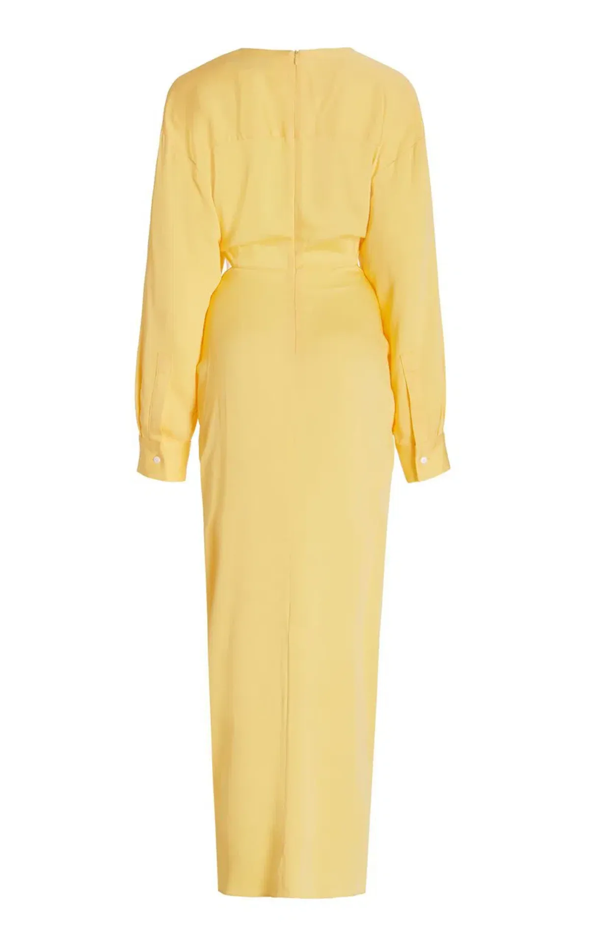 Christopher Esber Ruched Cutout Woven Maxi Dress Yellow Size 10 - Image 5