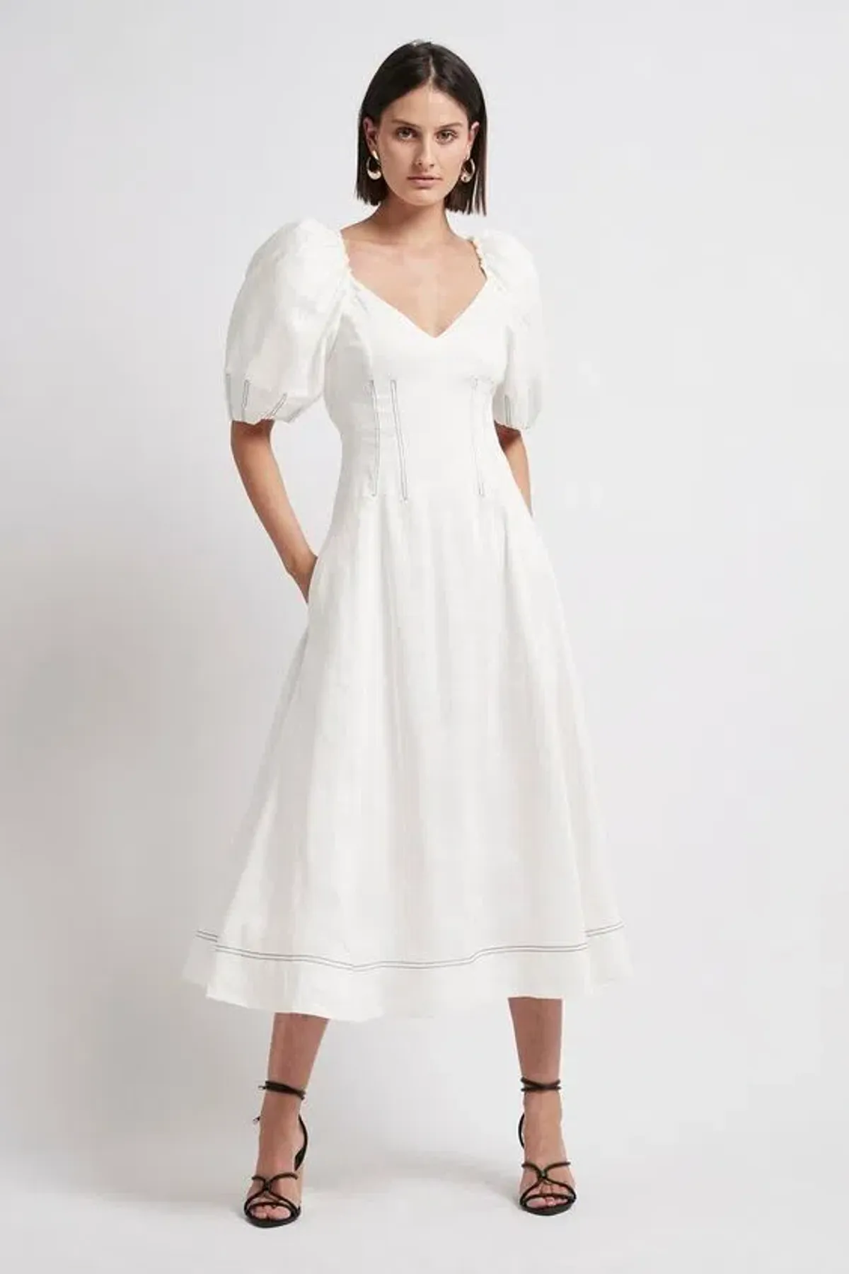 Aje Grove Midi Dress White Size 4 - Image 1